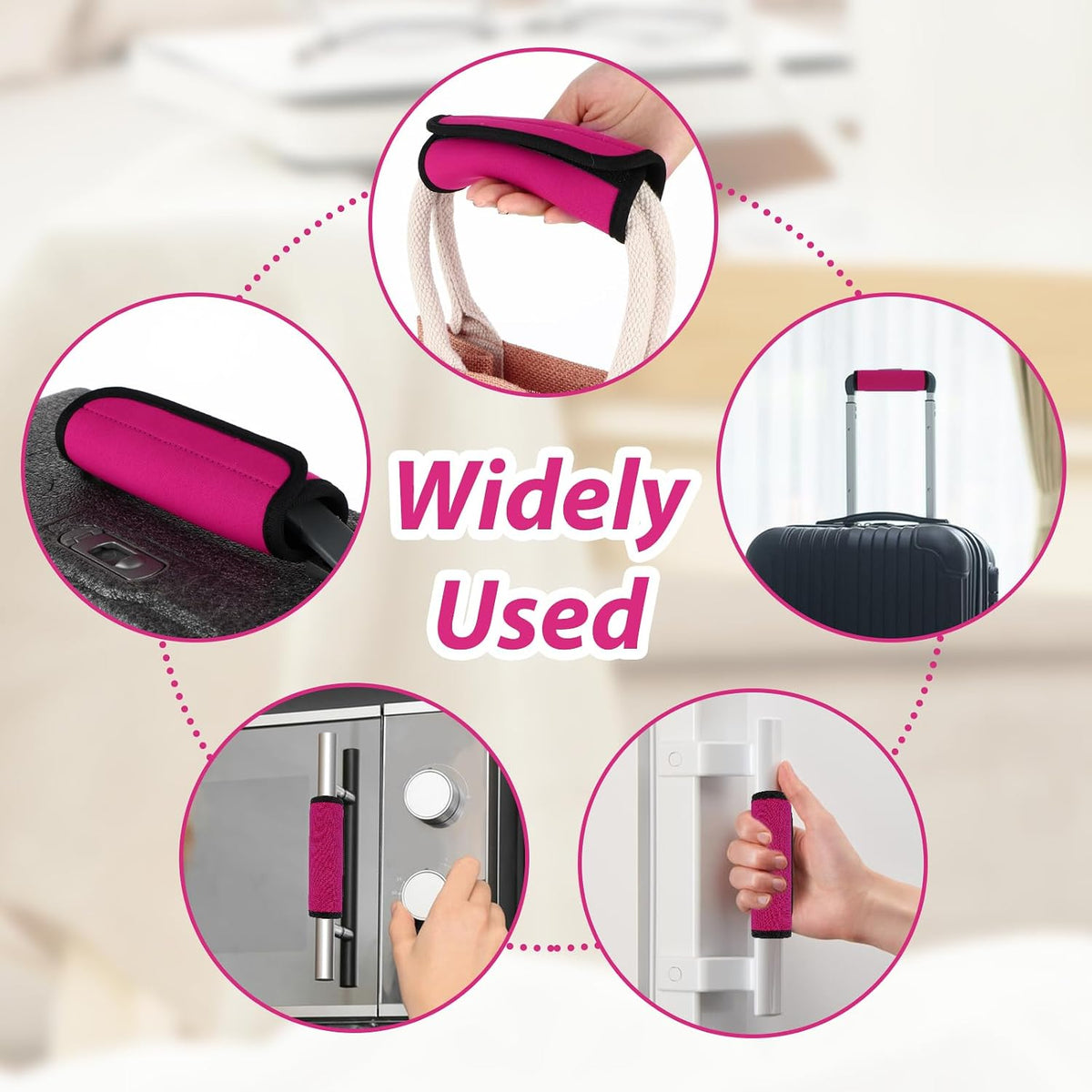 2Pack Luggage Handle Wraps for Suitcase,Rose Red Soft Luggage Identifiers for Suitcases,Travel Essential Bag Handle Wrap,Neoprene Material Suitcase Handle Wraps for Traveling