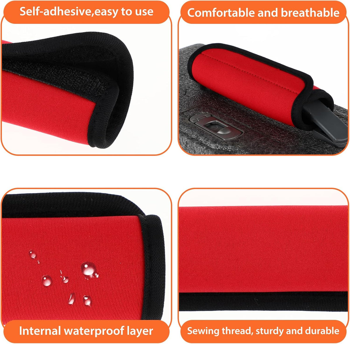 2Pack Luggage Handle Wraps for Suitcase,Rose Red Soft Luggage Identifiers for Suitcases,Travel Essential Bag Handle Wrap,Neoprene Material Suitcase Handle Wraps for Traveling
