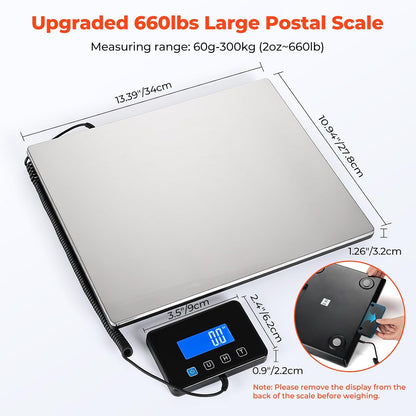 660lb/1.8oz Shipping Scale, Digital Postal Scale for Packages