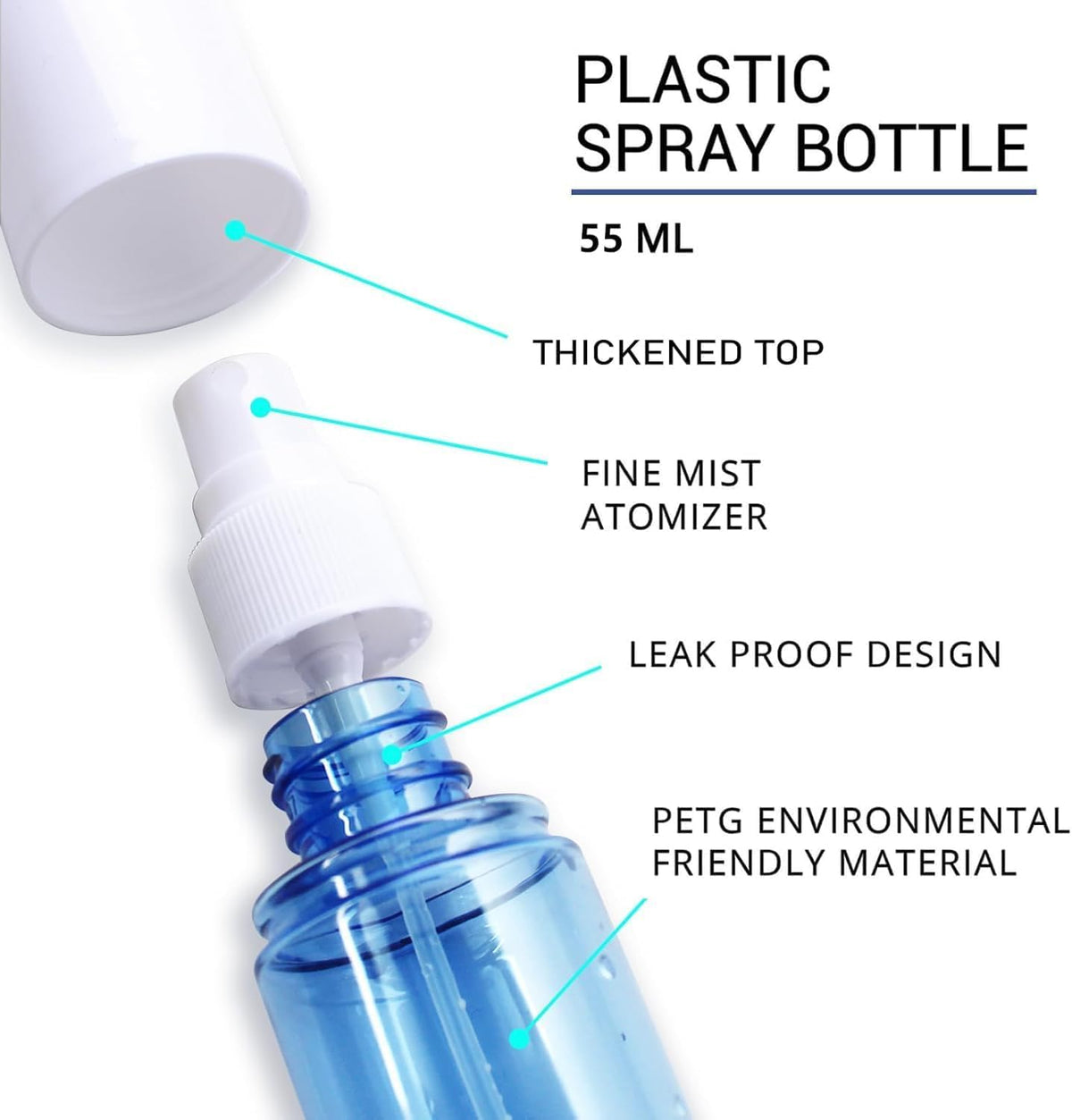 3PCS Mini Spray Bottle, 1.9oz Travel Spray Bottles Tsa Approved, Clear Mister Atomizer Travel Size, Pocket Small Spray Bottle for Hair Spray, Toners & Face