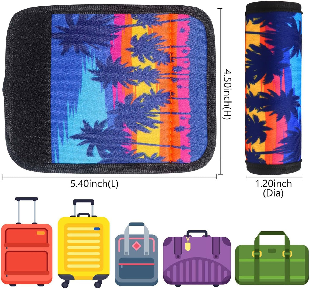 Luggage Handle Wrap 2 Pack Luggage Handle Wraps For Suitcase Bright Neoprene Luggage Handle Covers/Extender/Identifiers-Travel Accessories Must Haves
