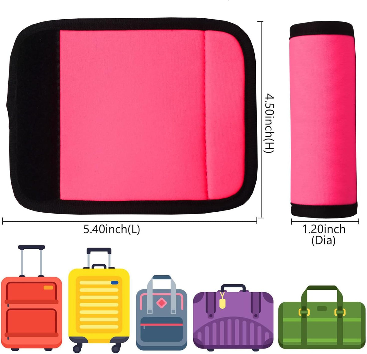 Luggage Handle Wrap 2 Pack Luggage Handle Wraps For Suitcase Bright Neoprene Luggage Handle Covers/Extender/Identifiers-Travel Accessories Must Haves