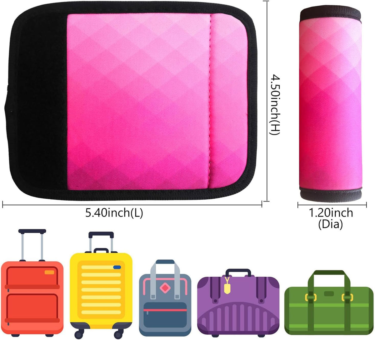 Luggage Handle Wrap 2 Pack Luggage Handle Wraps For Suitcase Bright Neoprene Luggage Handle Covers/Extender/Identifiers-Travel Accessories Must Haves