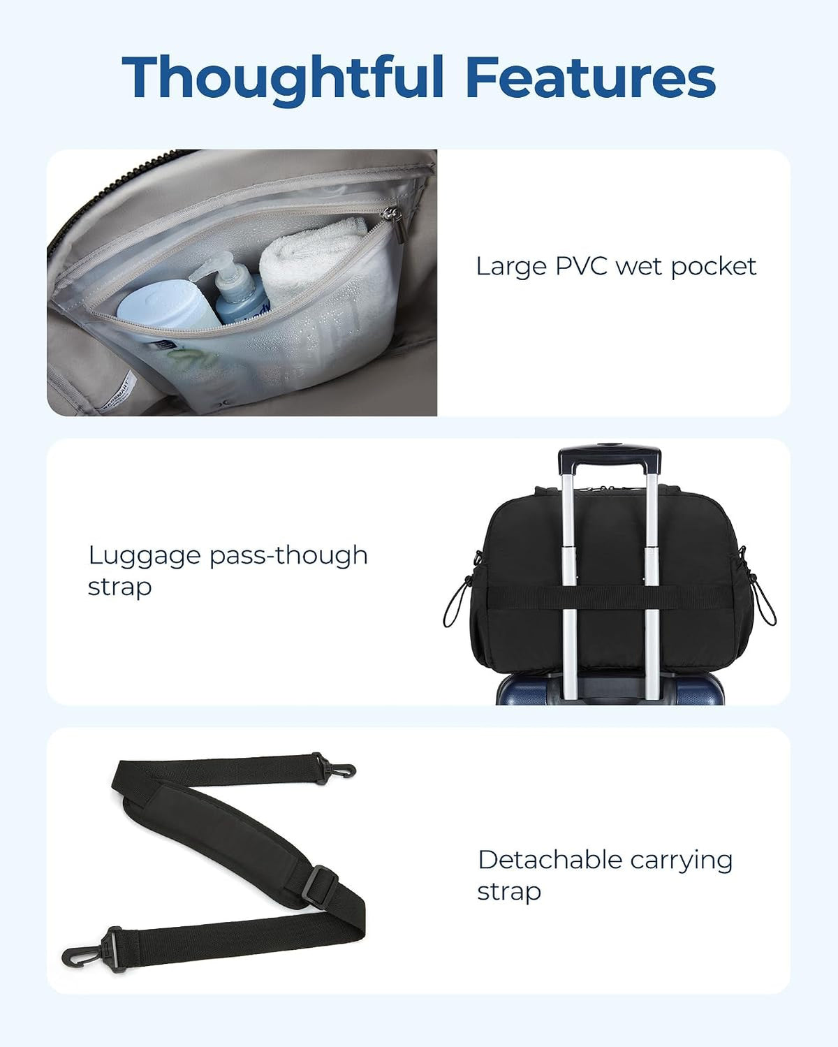 Duffle Bag for Travel, Gym Bag for Women, Weekender Carry on