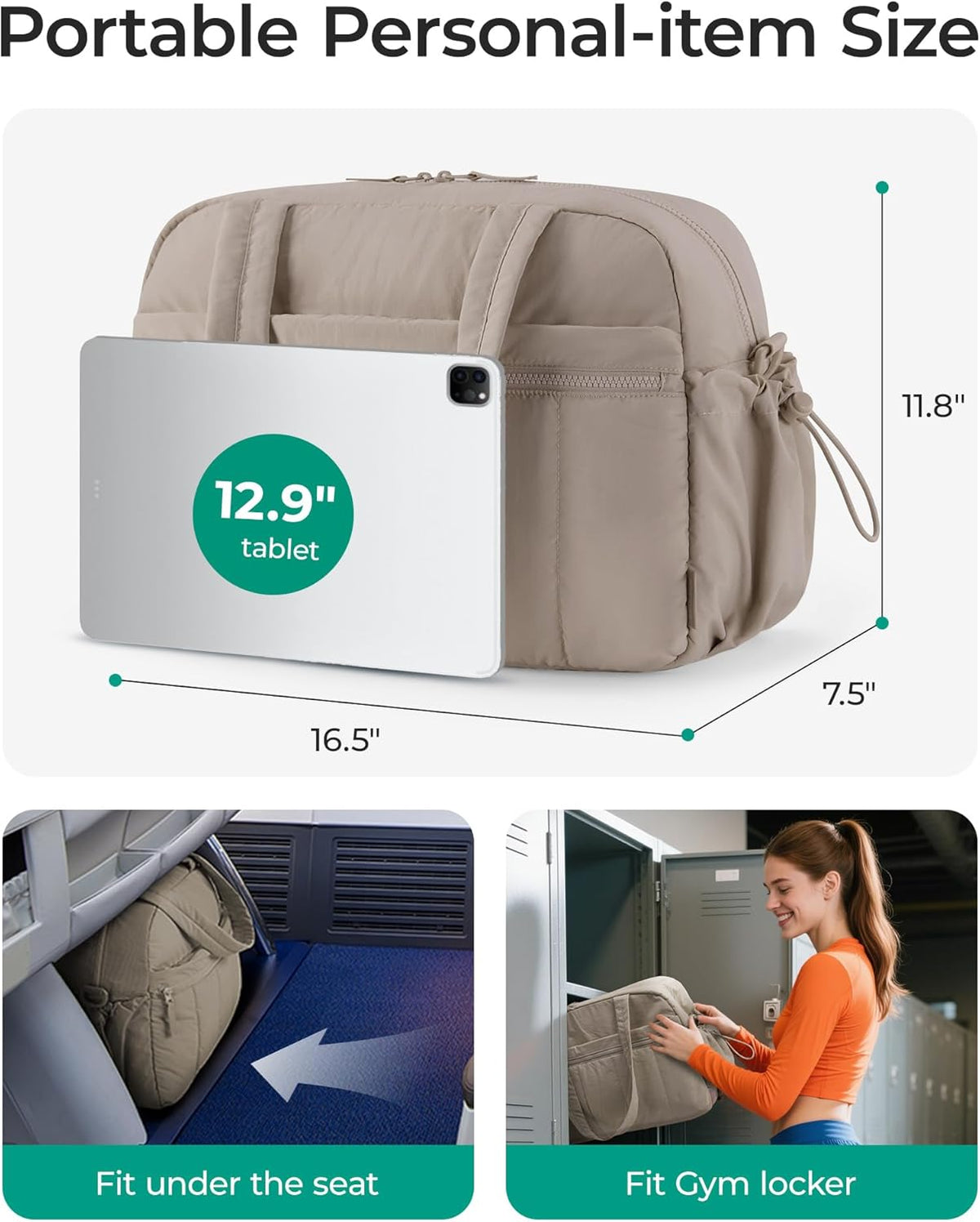 Duffle Bag for Travel, Gym Bag for Women, Weekender Carry on