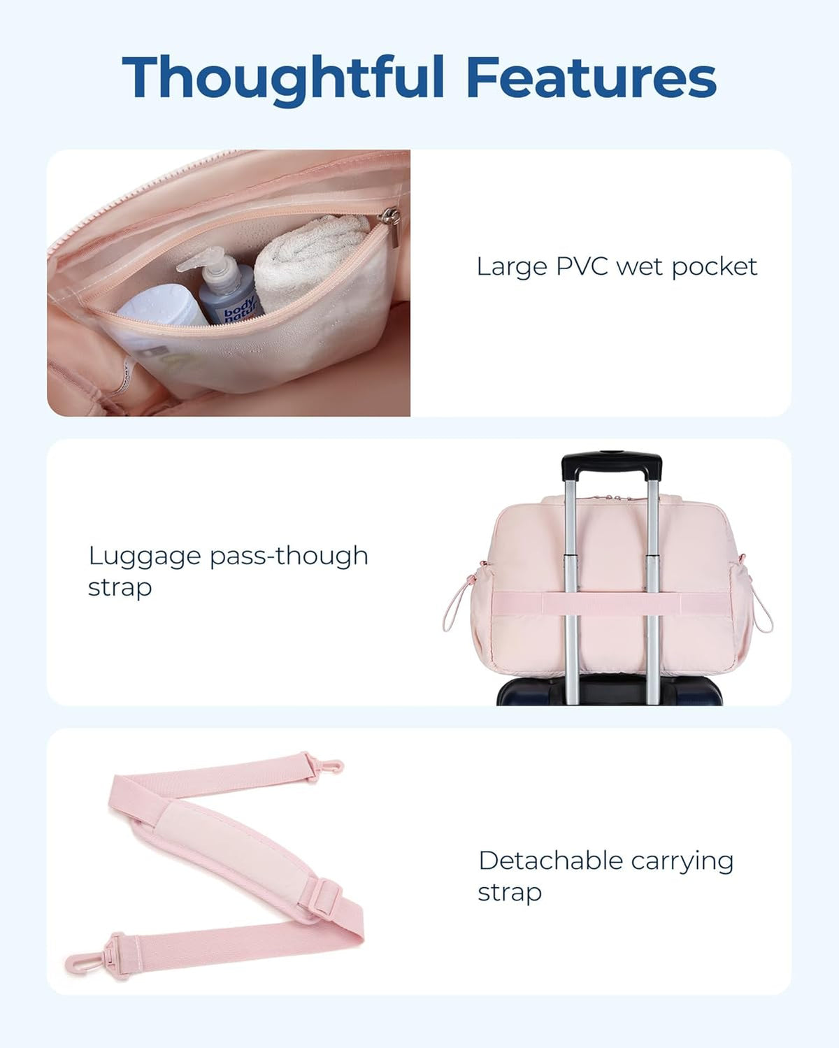 Duffle Bag for Travel, Gym Bag for Women, Weekender Carry on