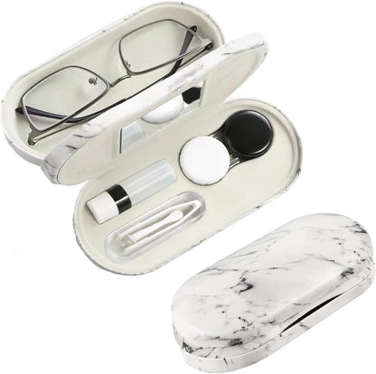 2 in 1 Contact Lens and Glasses Case Combo,Contact Travel Case Kit