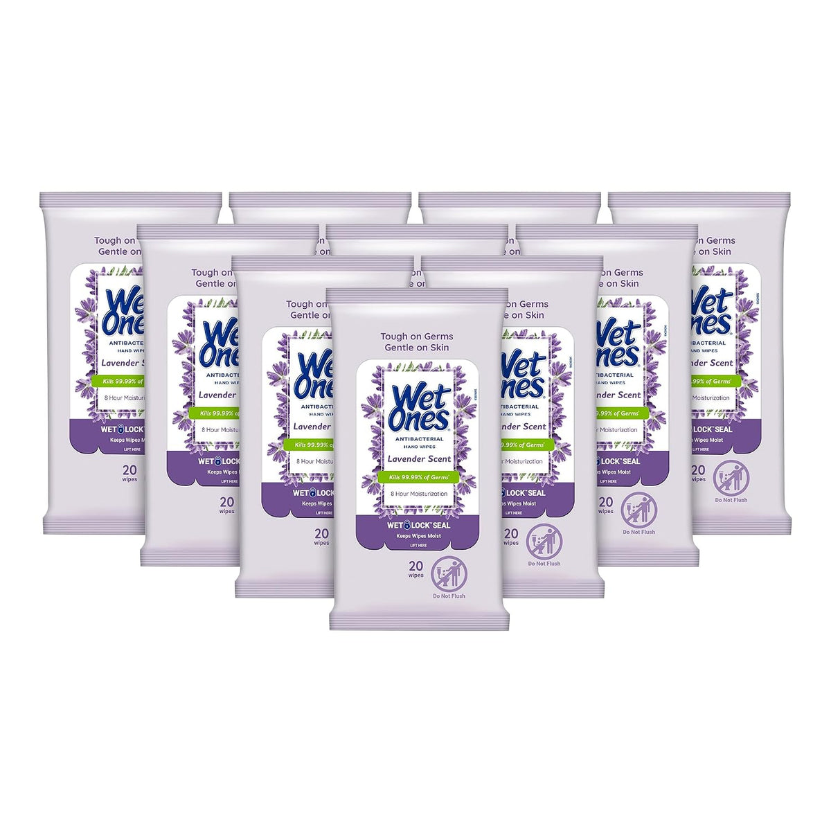 Antibacterial Hand Wipes, Lavender, 20 ct (10 Pack)