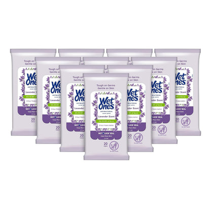 Antibacterial Hand Wipes, Lavender, 20 ct (10 Pack)