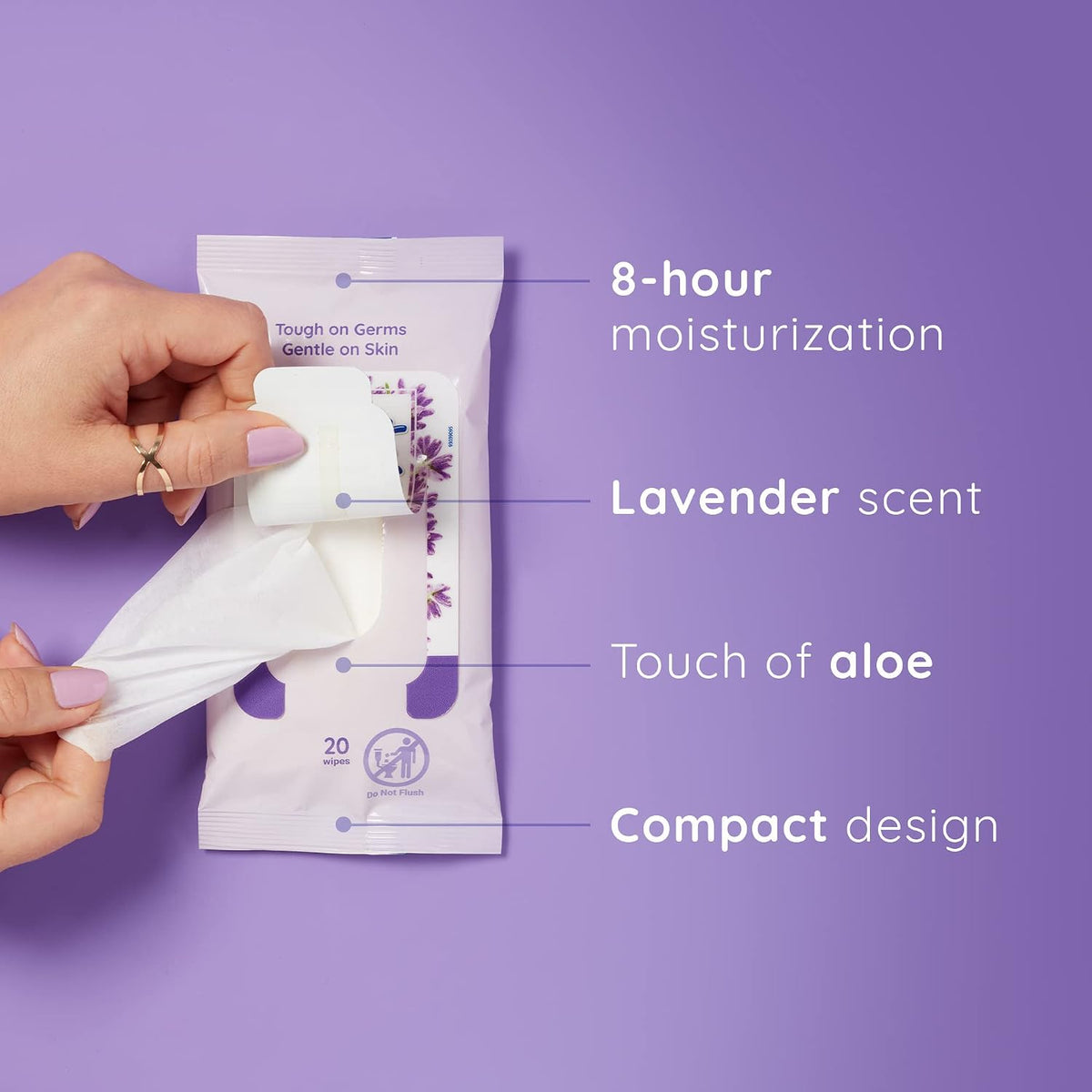 Antibacterial Hand Wipes, Lavender, 20 ct (10 Pack)