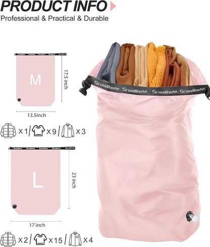 Travel Laundry Bag, Pump-free Vacuum Compression Dirty Clothes Bag, Large Reusable Waterproof & Washable Laundry Bag, Wet and Dry Bag, Ideal for Suitcases, Cruise Essentials (1 Pack) Black
