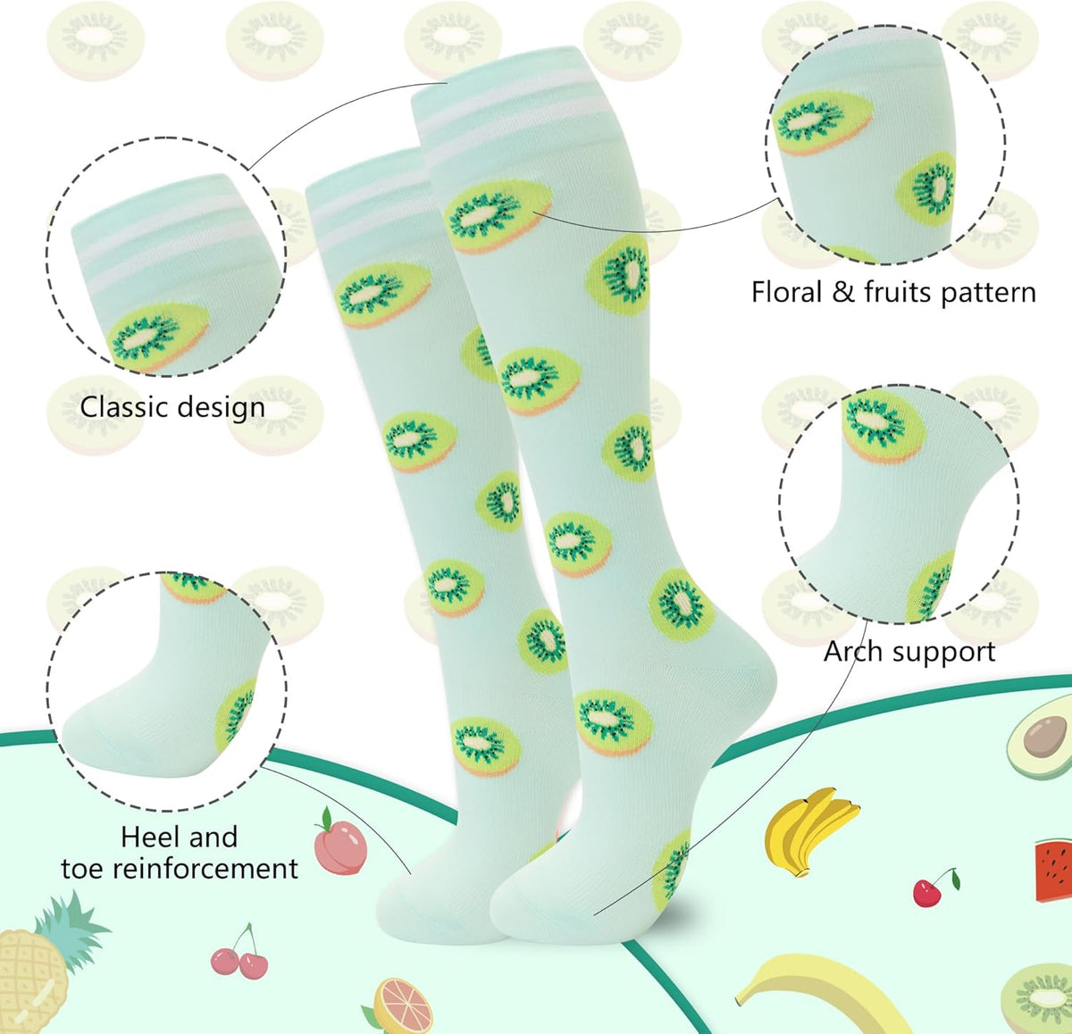 Compression Socks for Women Men Support Circulation 6 Pairs Socks For Nurse, Travel, Flight