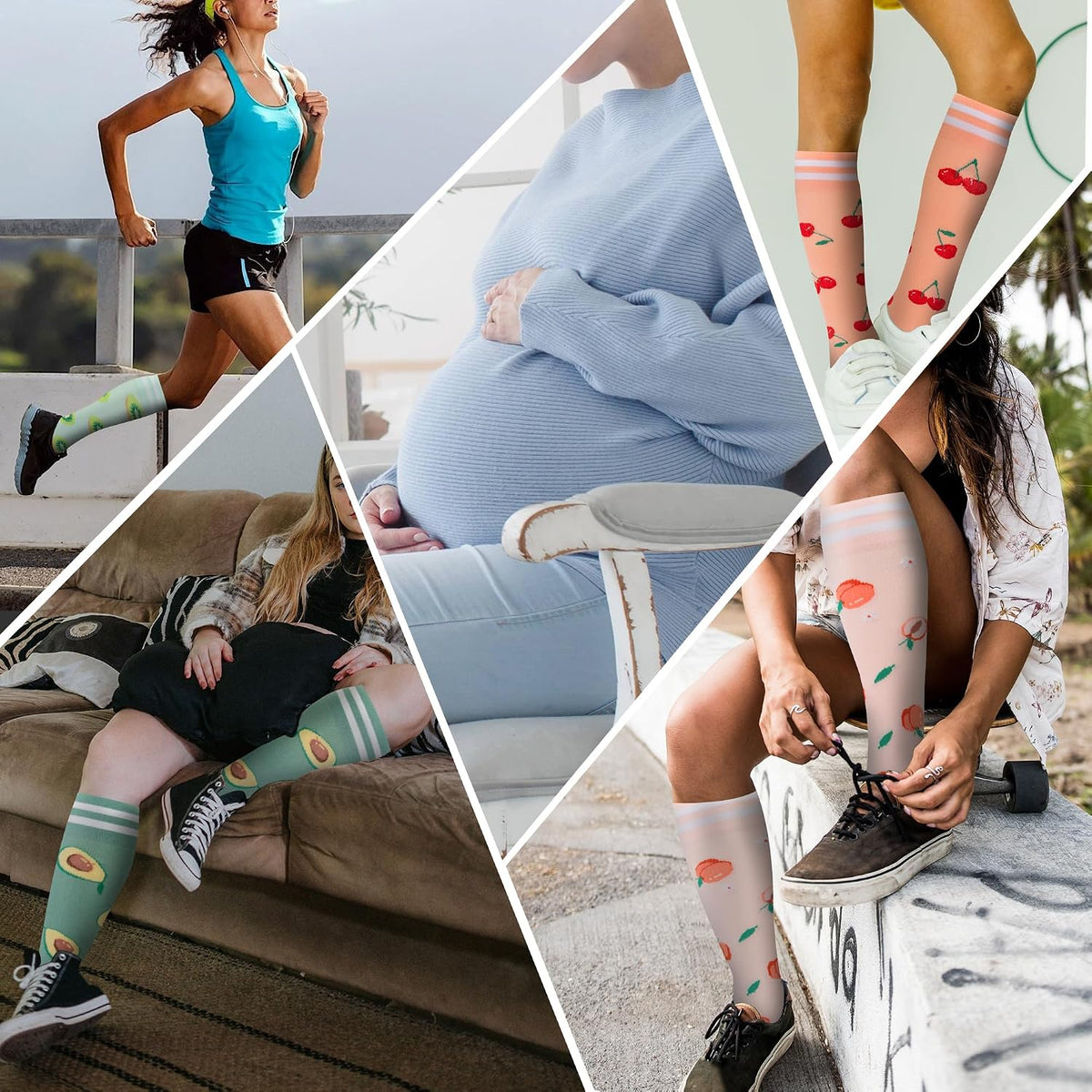 Compression Socks for Women Men Support Circulation 6 Pairs Socks For Nurse, Travel, Flight