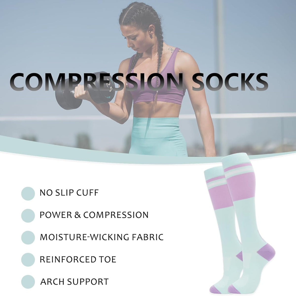 Compression Socks for Women Men Support Circulation 6 Pairs Socks For Nurse, Travel, Flight