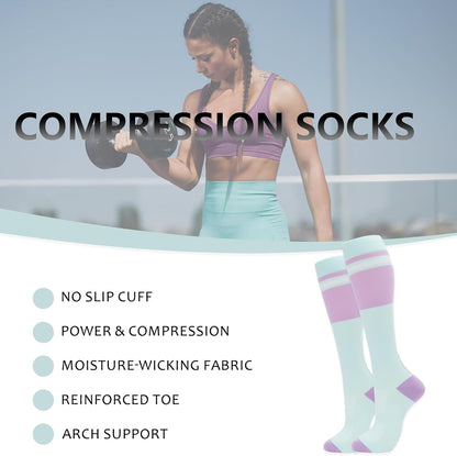 Compression Socks for Women Men Support Circulation 6 Pairs Socks For Nurse, Travel, Flight