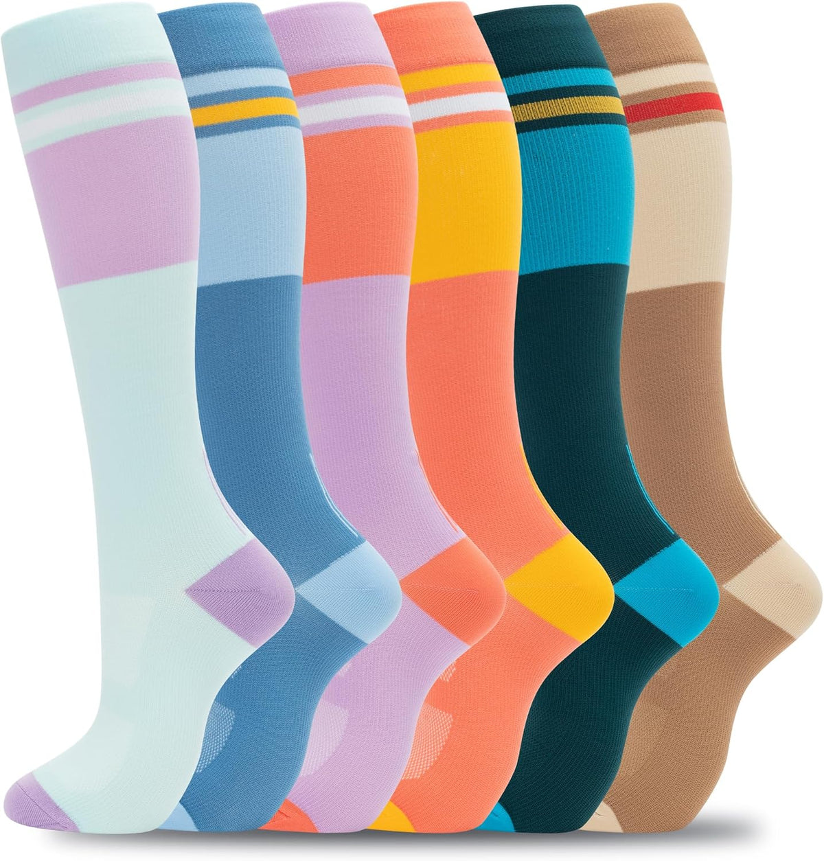 Compression Socks for Women Men Support Circulation 6 Pairs Socks For Nurse, Travel, Flight