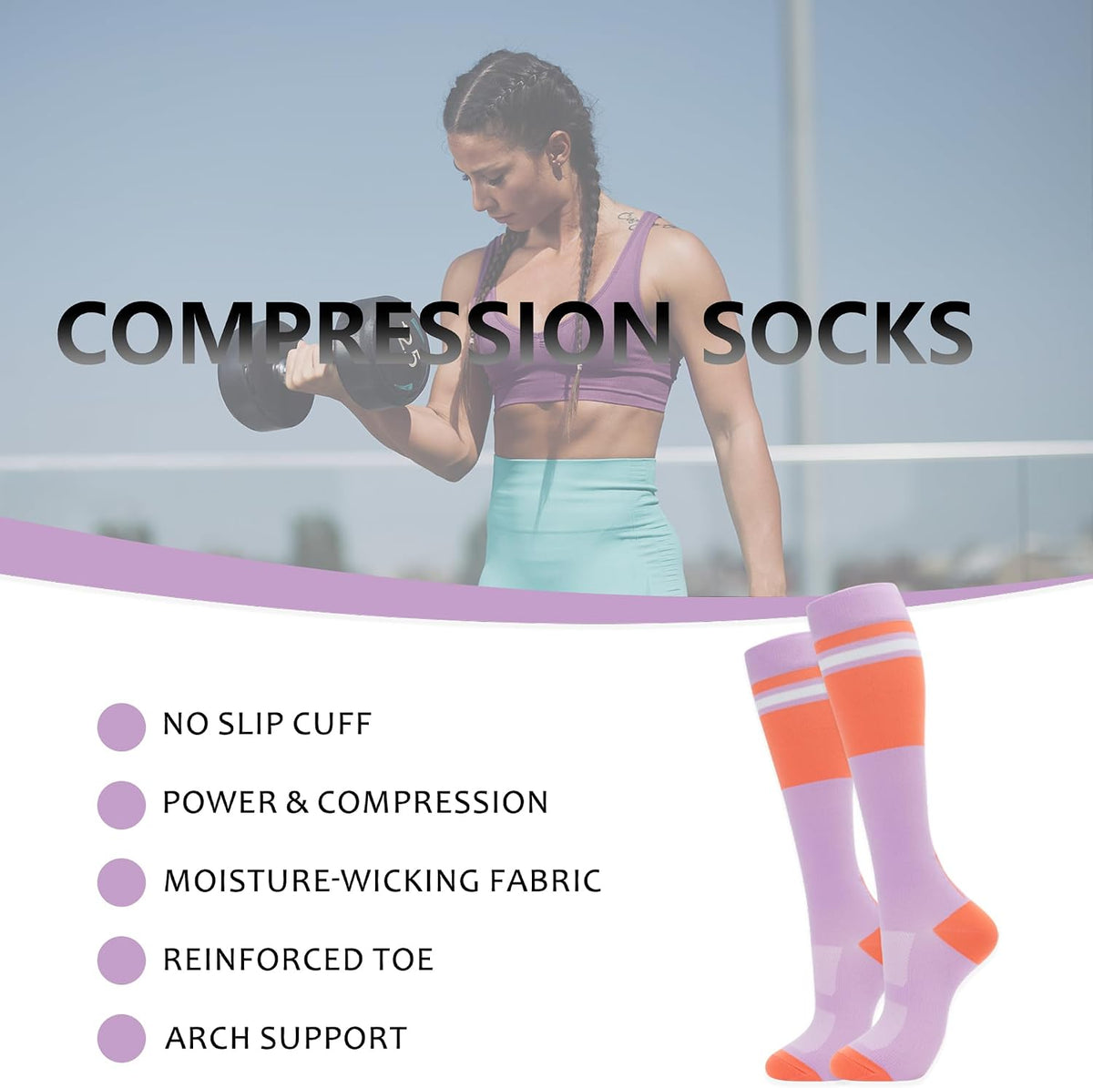 Compression Socks for Women Men Support Circulation 6 Pairs Socks For Nurse, Travel, Flight