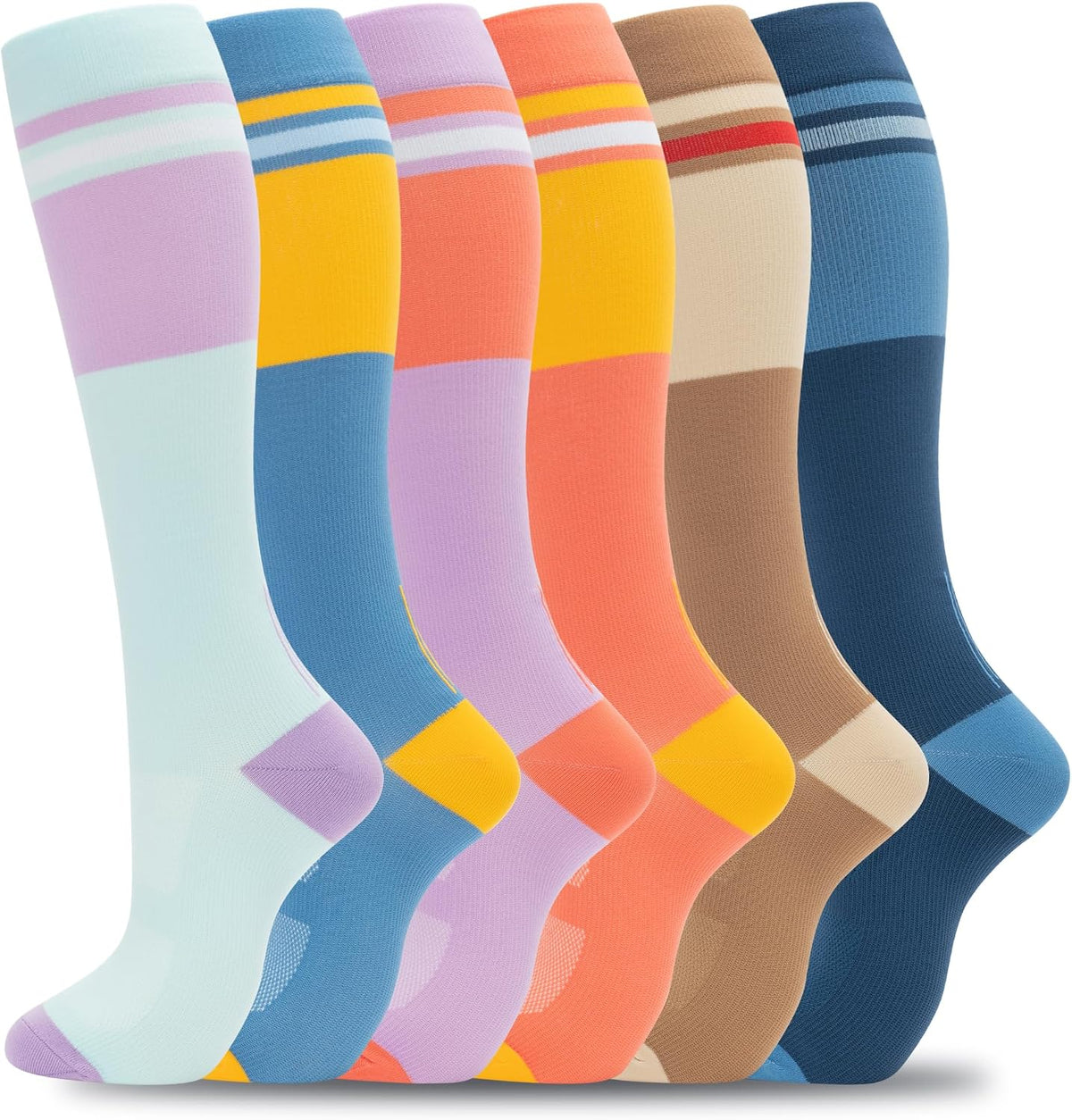 Compression Socks for Women Men Support Circulation 6 Pairs Socks For Nurse, Travel, Flight