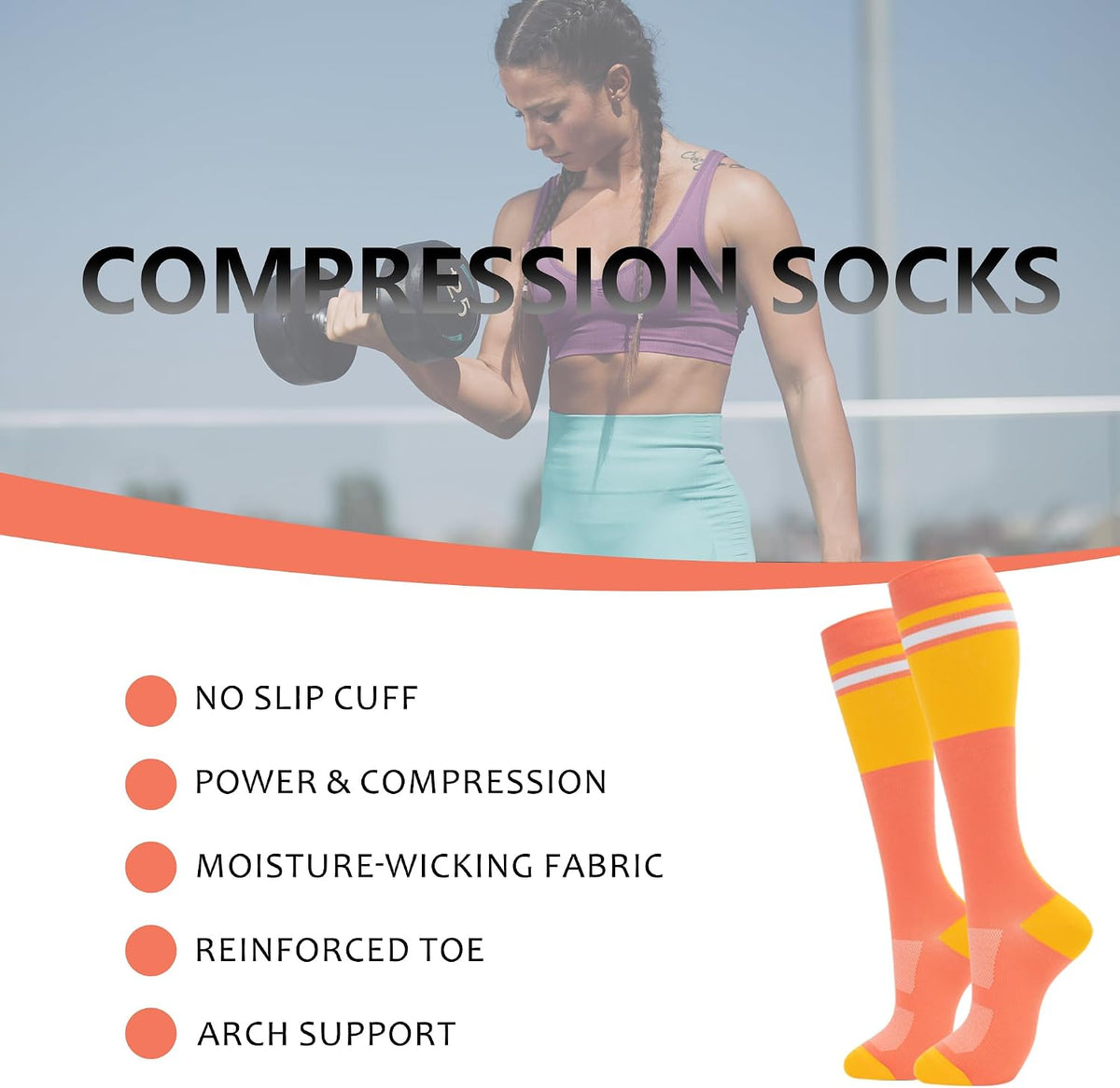 Compression Socks for Women Men Support Circulation 6 Pairs Socks For Nurse, Travel, Flight