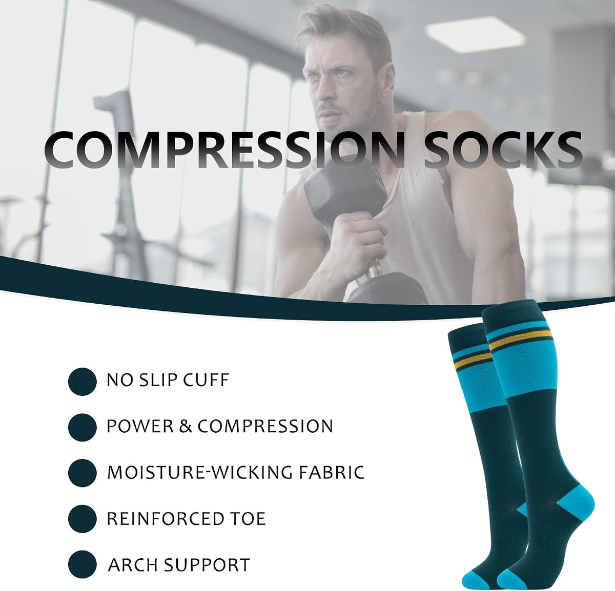 Compression Socks for Women Men Support Circulation 6 Pairs Socks For Nurse, Travel, Flight