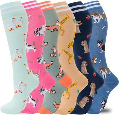 Compression Socks for Women Men Support Circulation 6 Pairs Socks For Nurse, Travel, Flight