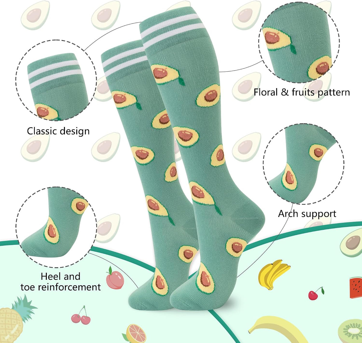 Compression Socks for Women Men Support Circulation 6 Pairs Socks For Nurse, Travel, Flight
