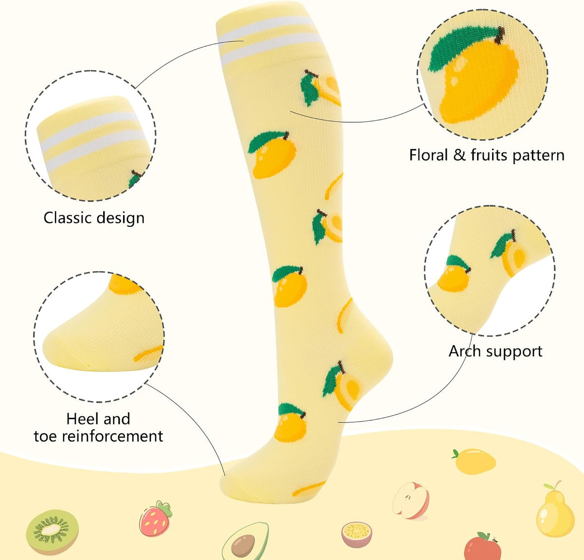 Compression Socks for Women Men Support Circulation 6 Pairs Socks For Nurse, Travel, Flight