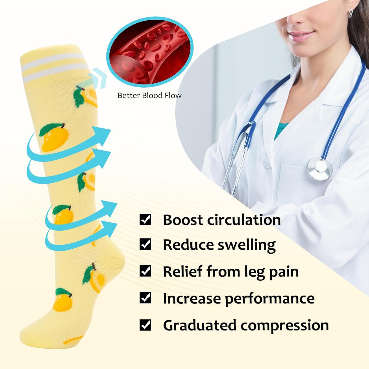Compression Socks for Women Men Support Circulation 6 Pairs Socks For Nurse, Travel, Flight