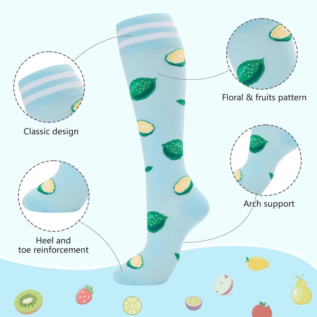 Compression Socks for Women Men Support Circulation 6 Pairs Socks For Nurse, Travel, Flight