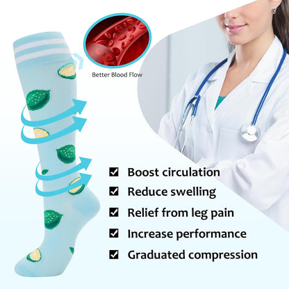 Compression Socks for Women Men Support Circulation 6 Pairs Socks For Nurse, Travel, Flight