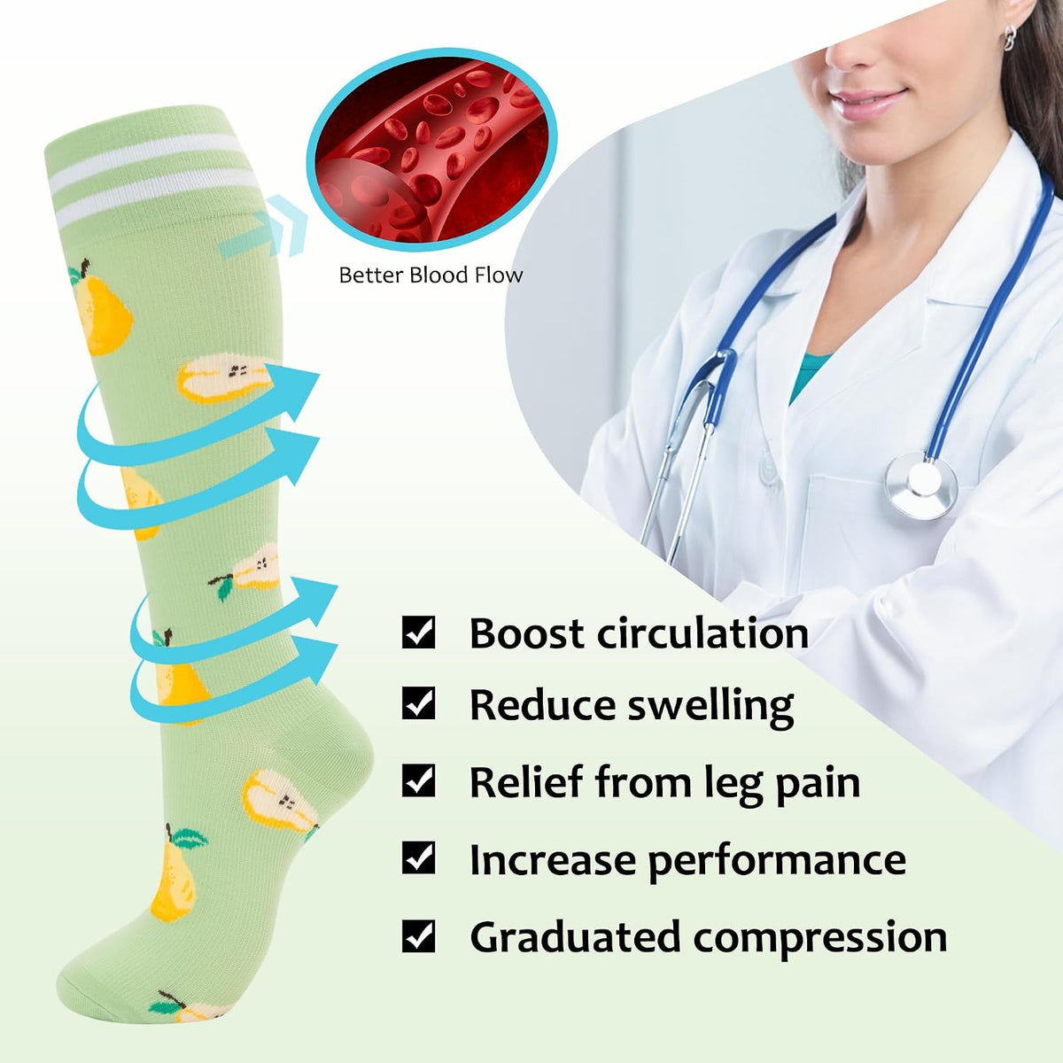 Compression Socks for Women Men Support Circulation 6 Pairs Socks For Nurse, Travel, Flight