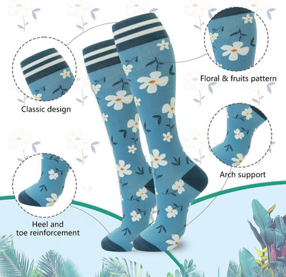 Compression Socks for Women Men Support Circulation 6 Pairs Socks For Nurse, Travel, Flight