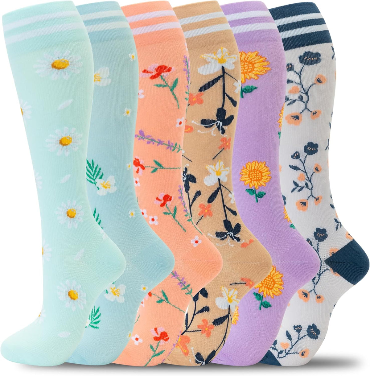Compression Socks for Women Men Support Circulation 6 Pairs Socks For Nurse, Travel, Flight