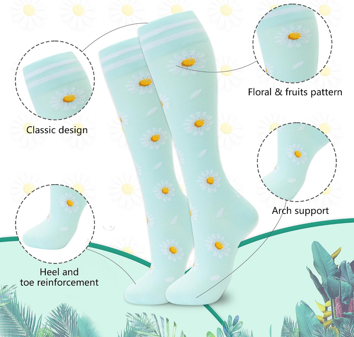 Compression Socks for Women Men Support Circulation 6 Pairs Socks For Nurse, Travel, Flight
