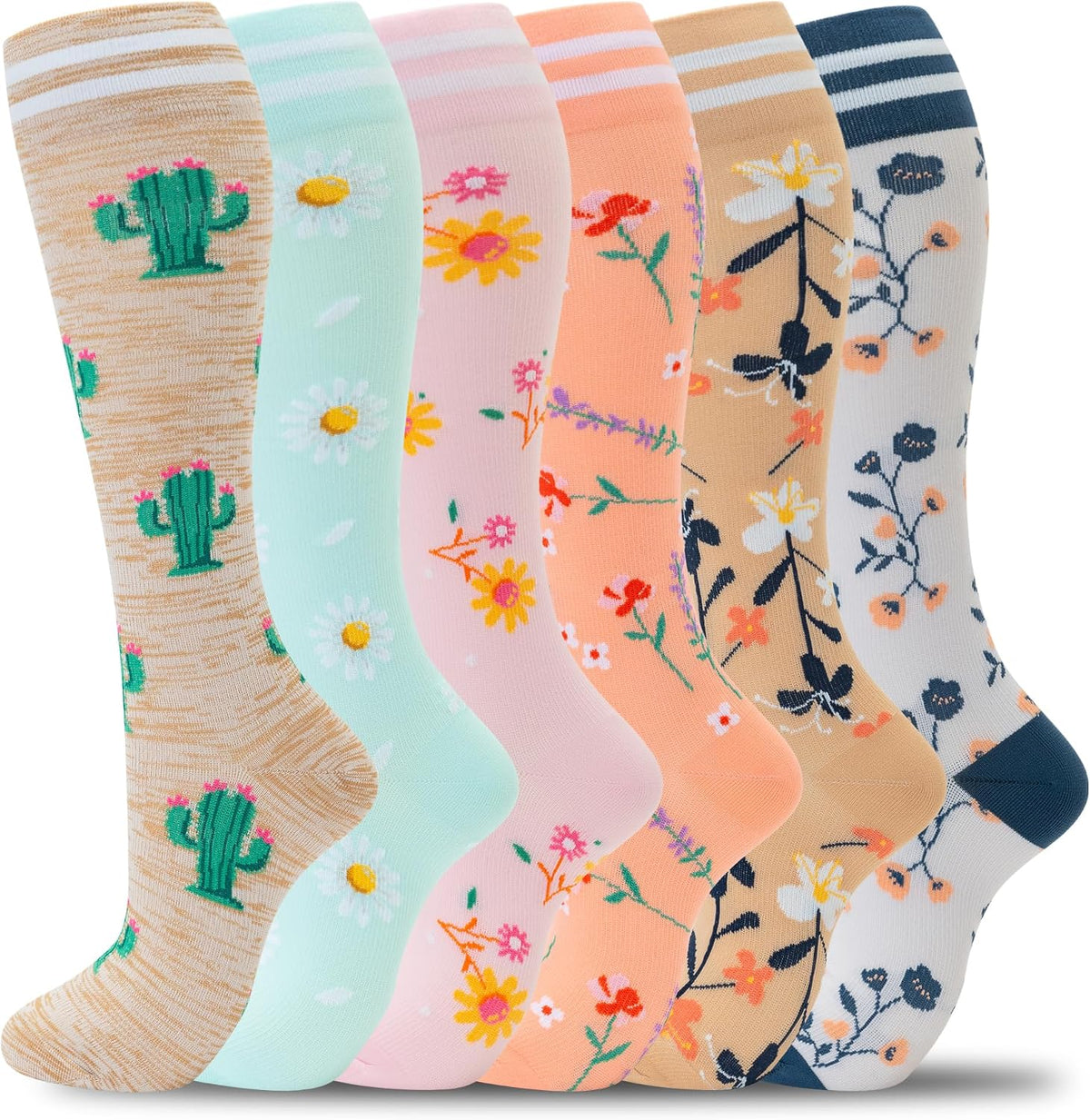Compression Socks for Women Men Support Circulation 6 Pairs Socks For Nurse, Travel, Flight