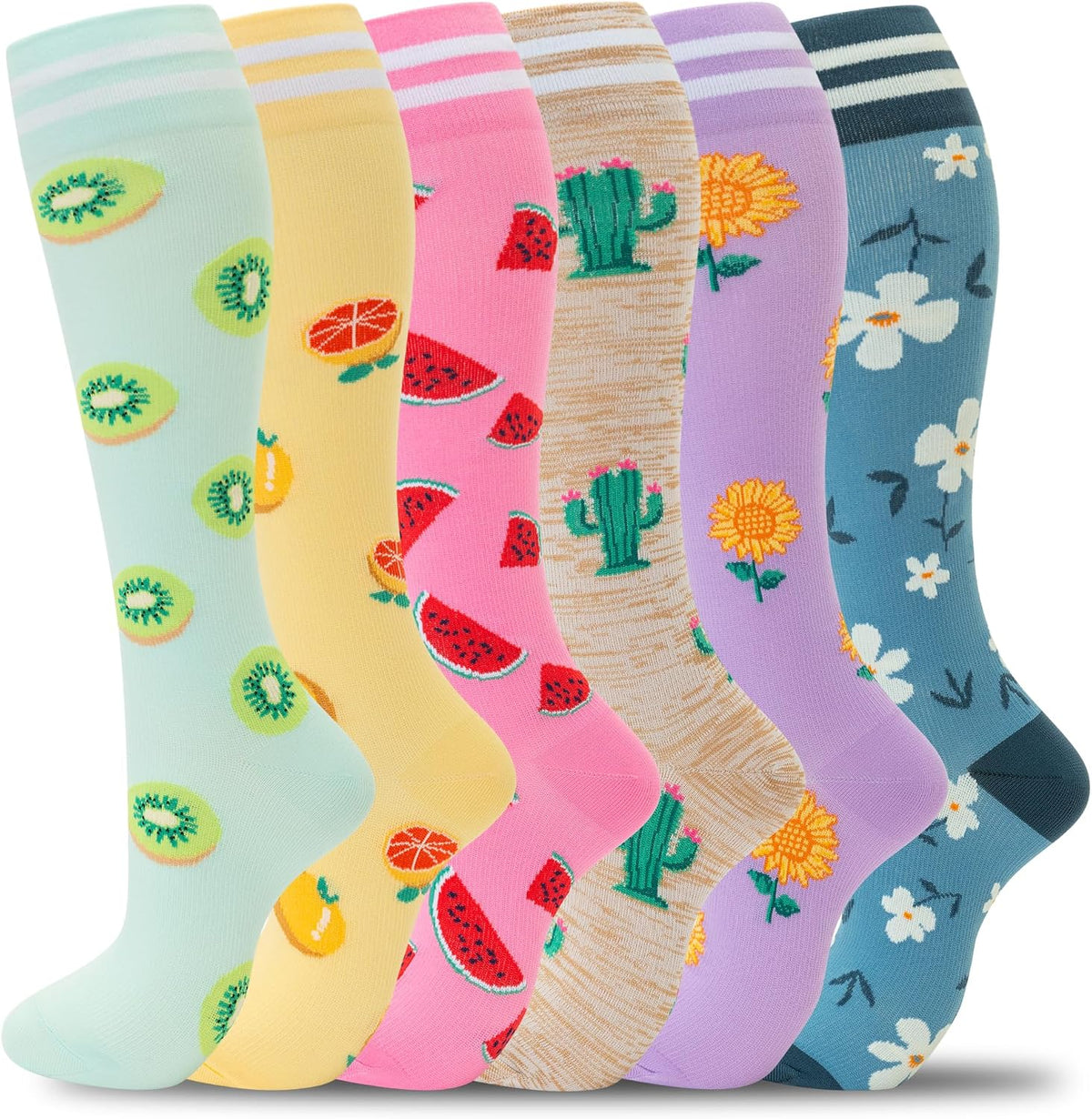 Compression Socks for Women Men Support Circulation 6 Pairs Socks For Nurse, Travel, Flight