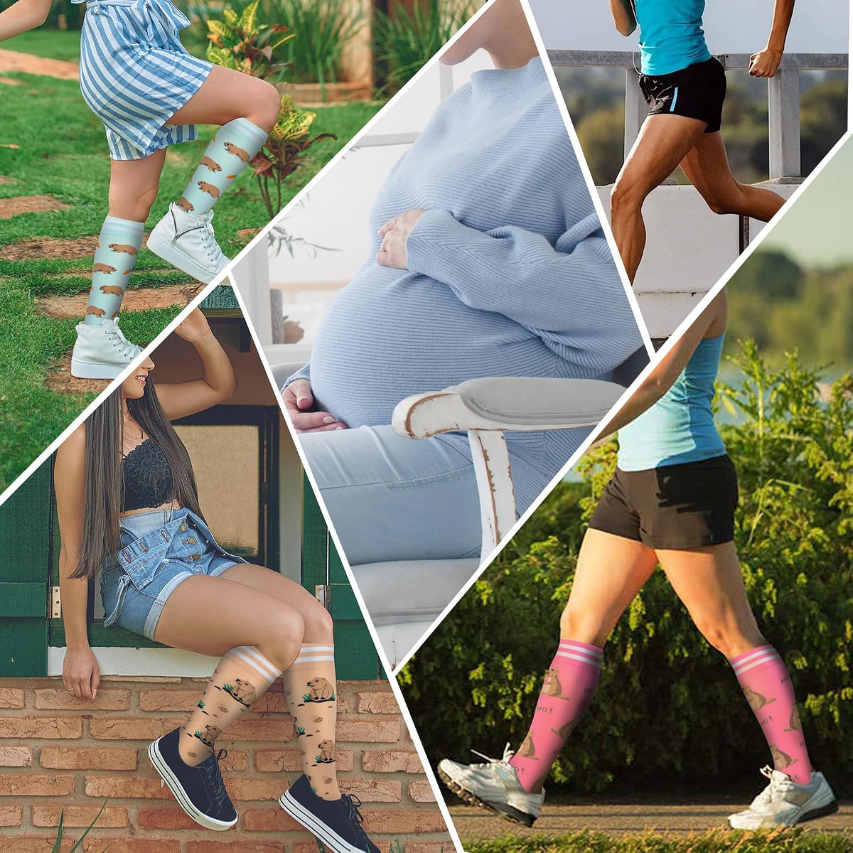Compression Socks for Women Men Support Circulation 6 Pairs Socks For Nurse, Travel, Flight