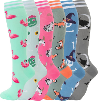Compression Socks for Women Men Support Circulation 6 Pairs Socks For Nurse, Travel, Flight