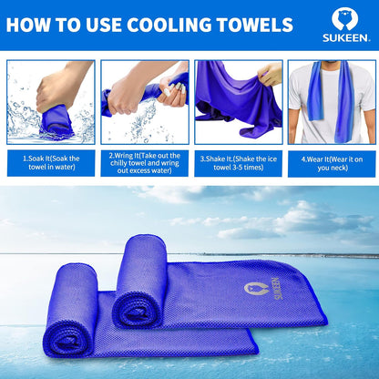 Cooling Towels for Neck and Face (40"x12"), Cooling Wraps for Sports