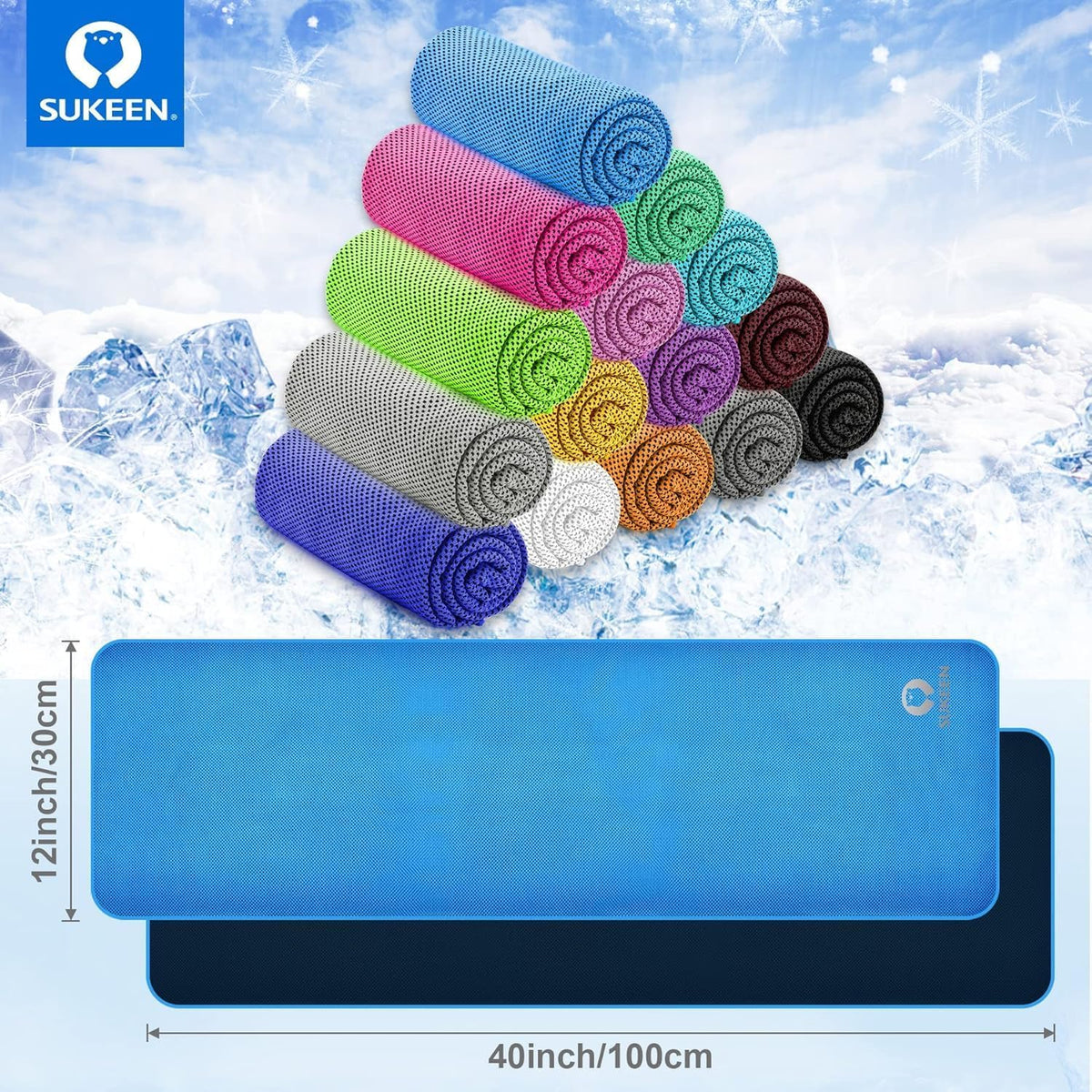 Cooling Towels for Neck and Face (40"x12"), Cooling Wraps for Sports