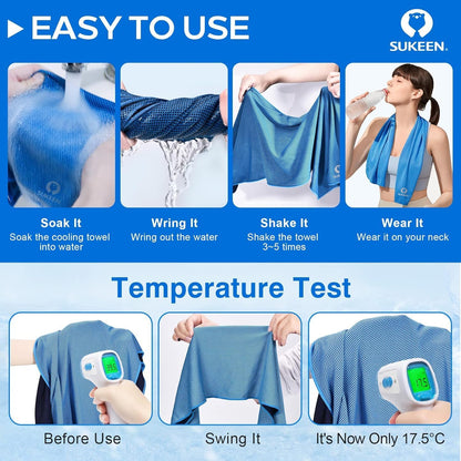 Cooling Towels for Neck and Face (40"x12"), Cooling Wraps for Sports