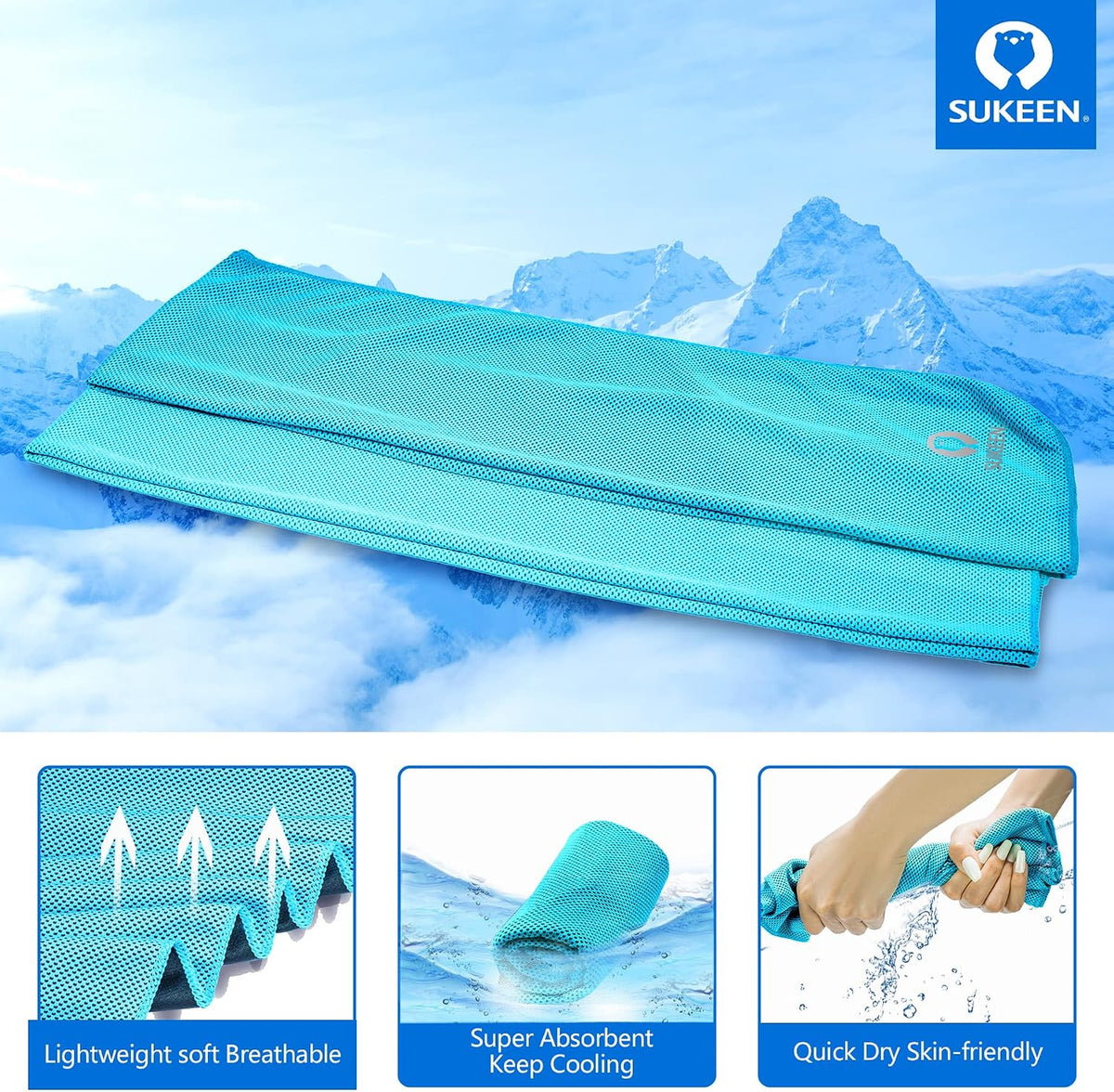 Cooling Towels for Neck and Face (40"x12"), Cooling Wraps for Sports