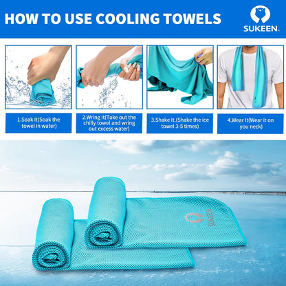 Cooling Towels for Neck and Face (40"x12"), Cooling Wraps for Sports