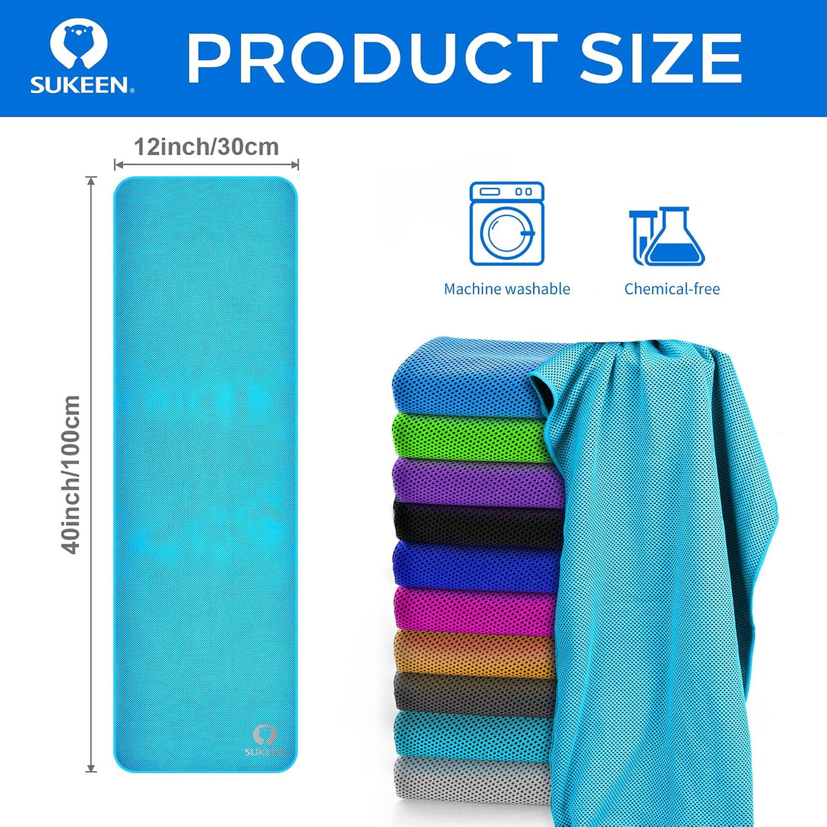 Cooling Towels for Neck and Face (40"x12"), Cooling Wraps for Sports
