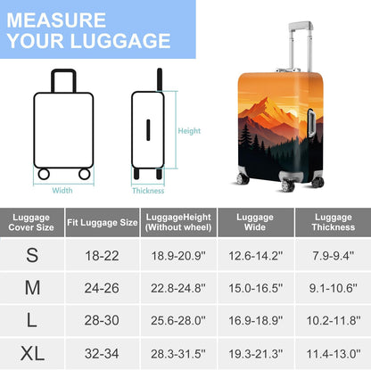 Retro Mountain Landscape Sunset Travel Luggage Cover -Stretchable Airplane Suitcase Protector Sleeve,Universal Washable Fit for 20-22 Inch Checked Baggage,Water Resistant Durable Luggage Protector - Colors B