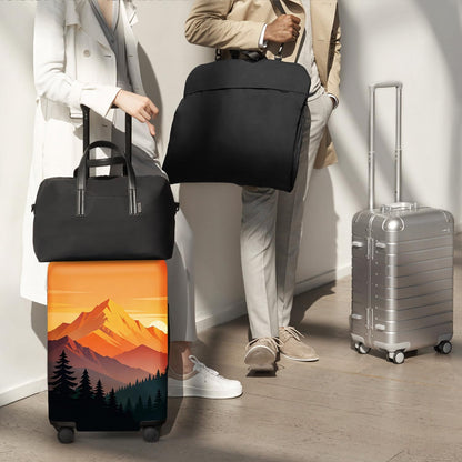 Retro Mountain Landscape Sunset Travel Luggage Cover -Stretchable Airplane Suitcase Protector Sleeve,Universal Washable Fit for 20-22 Inch Checked Baggage,Water Resistant Durable Luggage Protector - Colors B