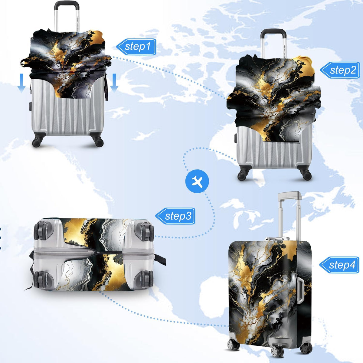 Retro Mountain Landscape Sunset Travel Luggage Cover -Stretchable Airplane Suitcase Protector Sleeve,Universal Washable Fit for 20-22 Inch Checked Baggage,Water Resistant Durable Luggage Protector - Colors B