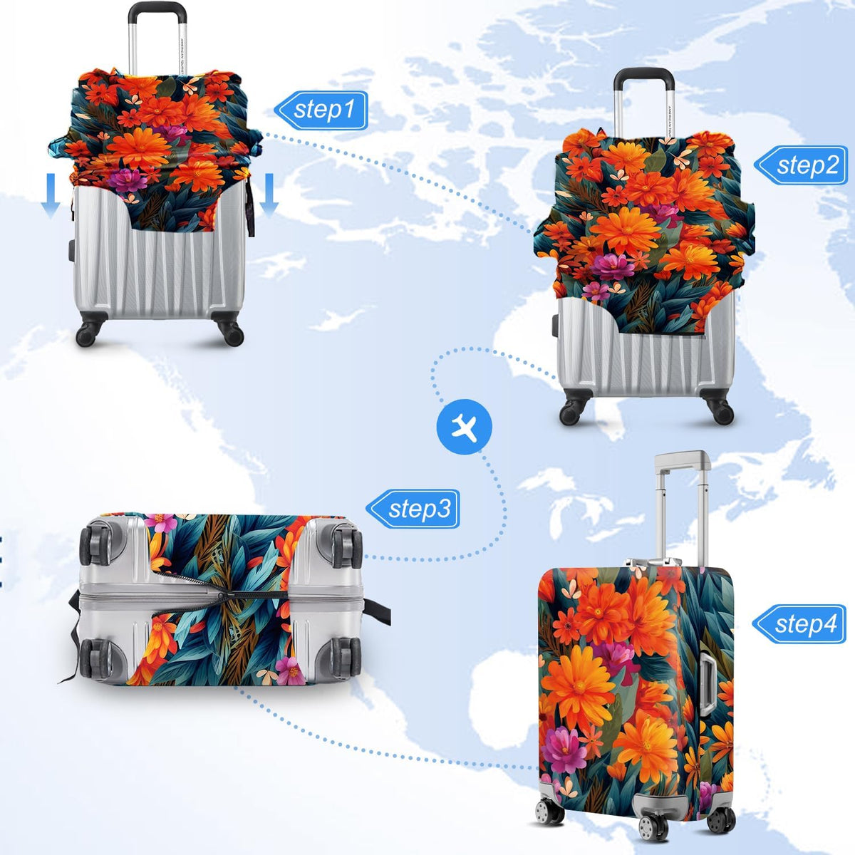 Retro Mountain Landscape Sunset Travel Luggage Cover -Stretchable Airplane Suitcase Protector Sleeve,Universal Washable Fit for 20-22 Inch Checked Baggage,Water Resistant Durable Luggage Protector - Colors B