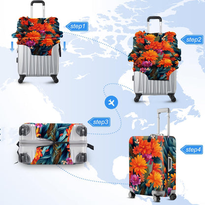 Retro Mountain Landscape Sunset Travel Luggage Cover -Stretchable Airplane Suitcase Protector Sleeve,Universal Washable Fit for 20-22 Inch Checked Baggage,Water Resistant Durable Luggage Protector - Colors B