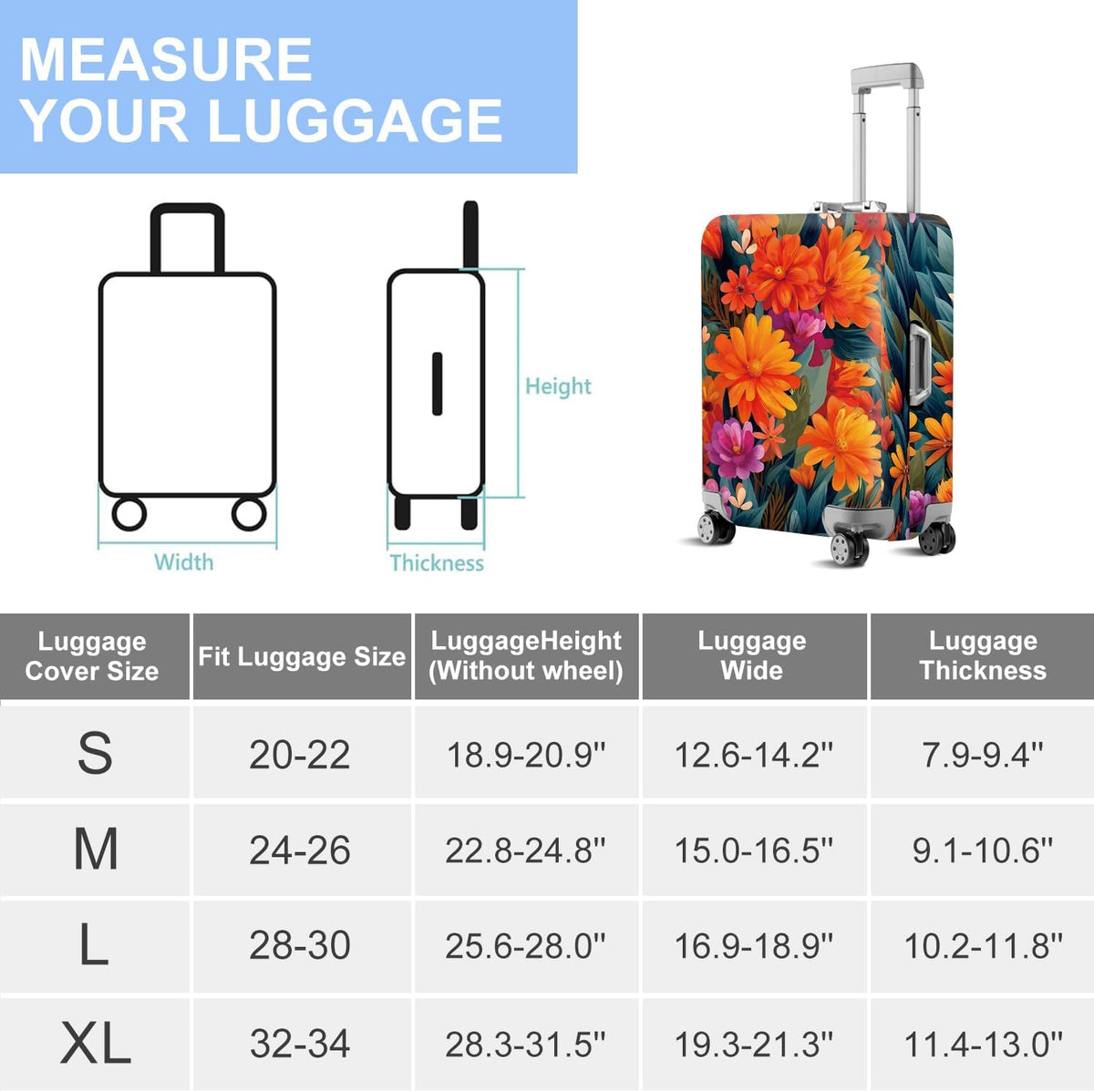 Retro Mountain Landscape Sunset Travel Luggage Cover -Stretchable Airplane Suitcase Protector Sleeve,Universal Washable Fit for 20-22 Inch Checked Baggage,Water Resistant Durable Luggage Protector - Colors B